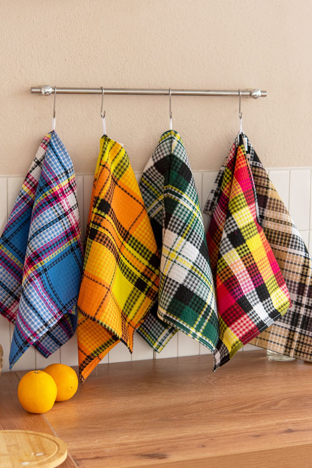 Набор полотенец вафельн."Шотландка" 40*75 см (5шт)