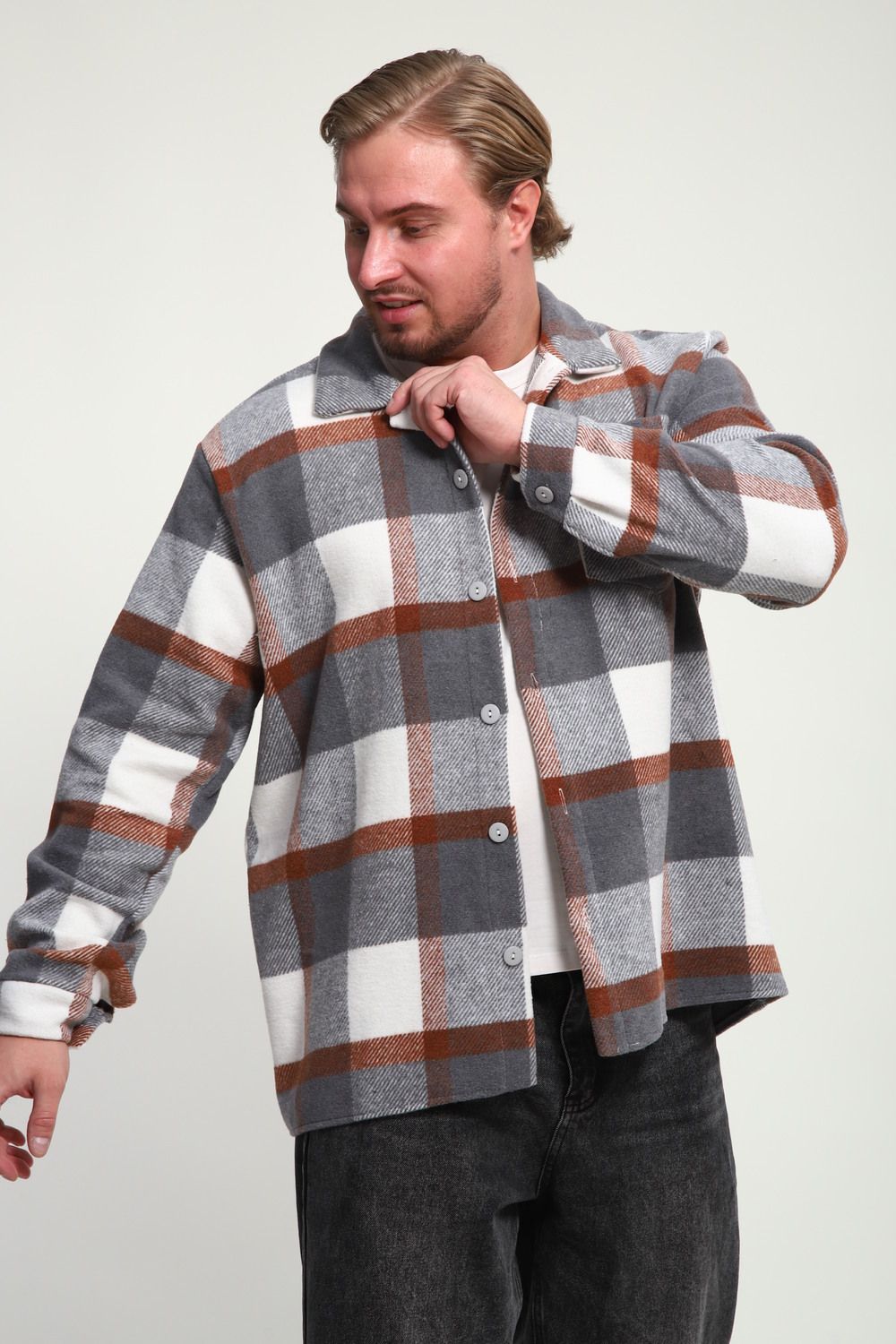 Рубашка мужская в клетку РМК-01 - хаки