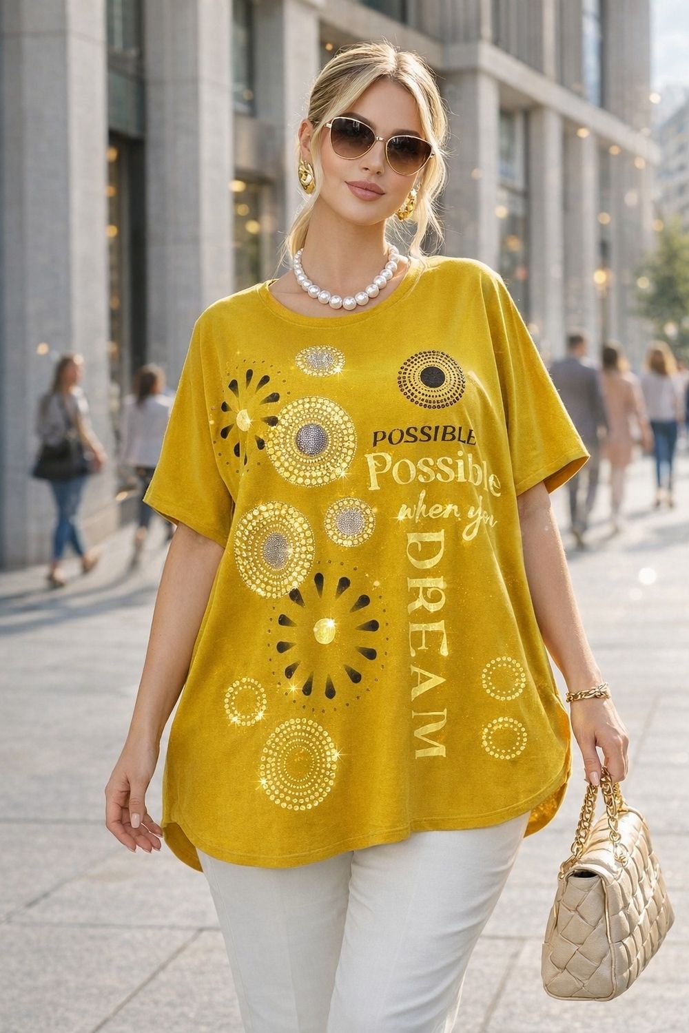 Нарядная футболка Dream Sun арт. F9702 - горчичный