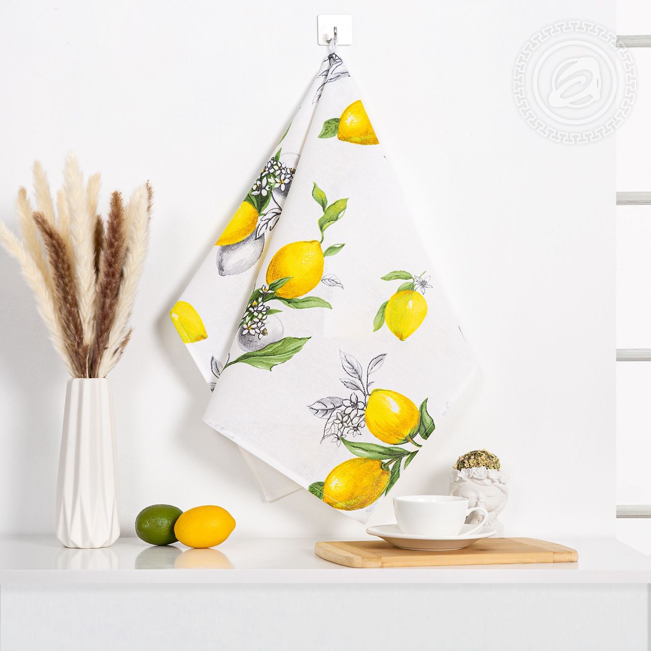 Полотенце кухонное из рогожки Лимоны пкр.50.70