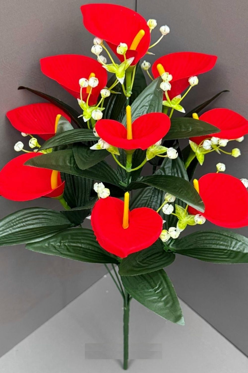 61290 Цветы искусственные - красный