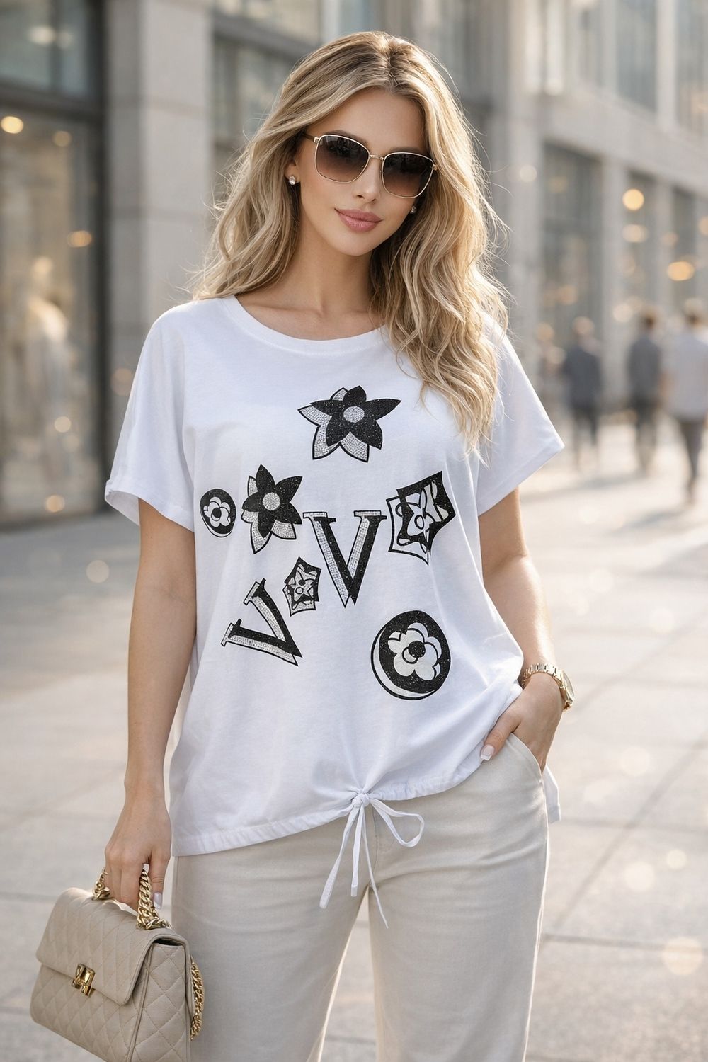 Нарядная футболка Graphic Bloom арт. А1025 - белый