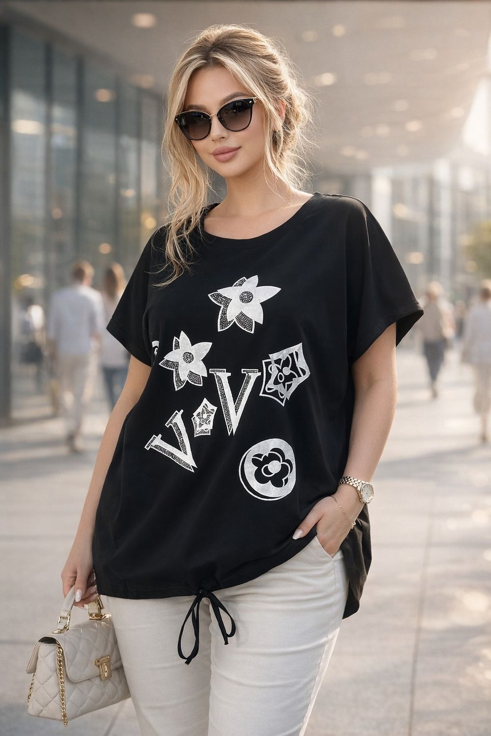 Нарядная футболка Graphic Bloom арт. А1025 - черный