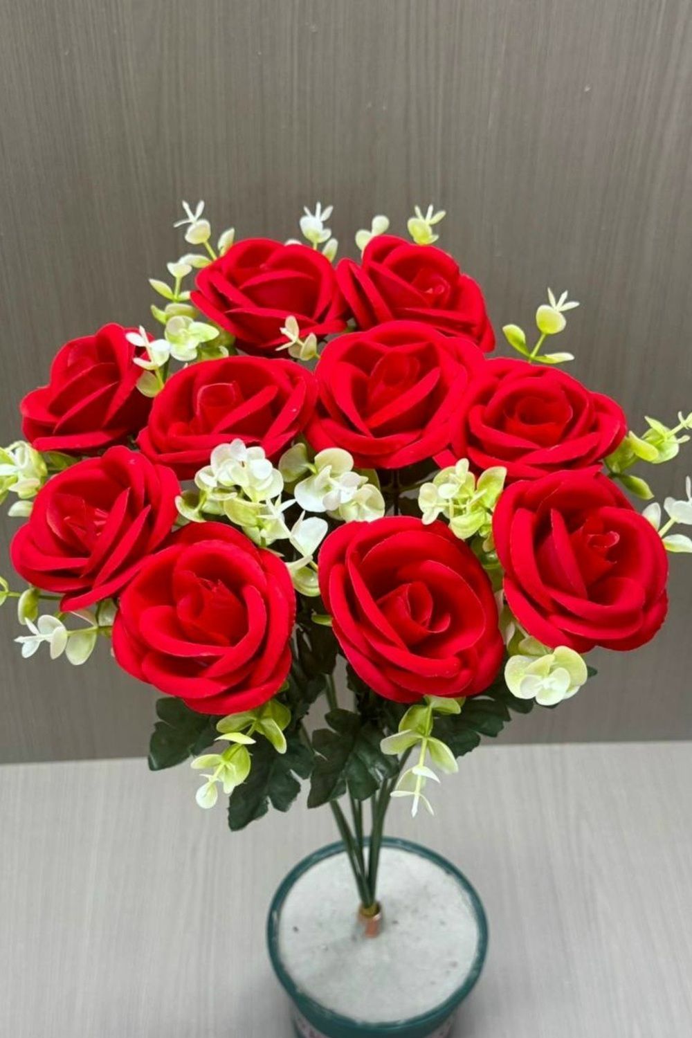 61284 Цветы искусственные 10шт - алый