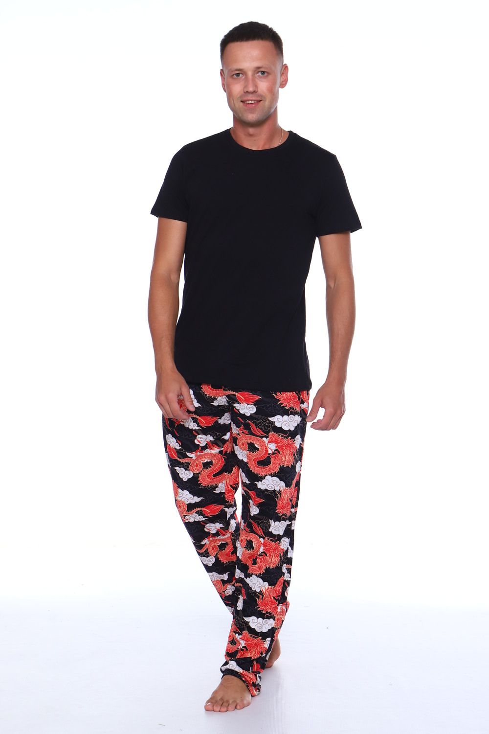 Пижама с брюками Дракон 1-054 - красный, черный