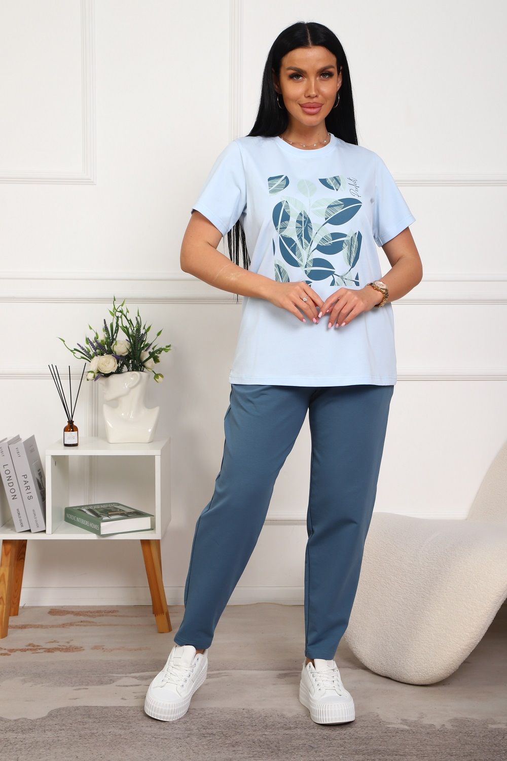 1102 Костюм женский - голубой