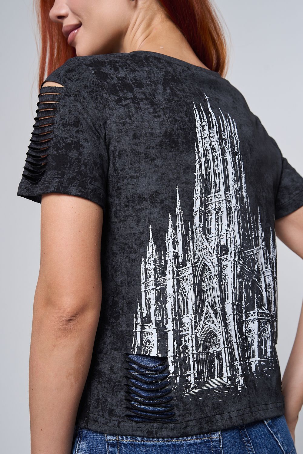 7502 футболка женская - черный винтаж+замок