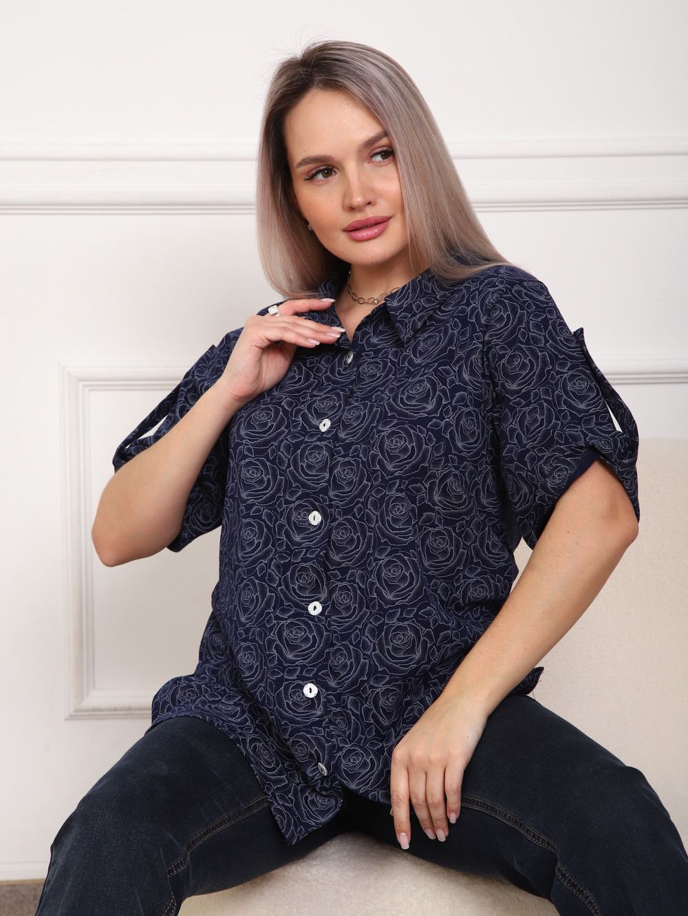 Рубашка женская арт. 5005 - синяя роза