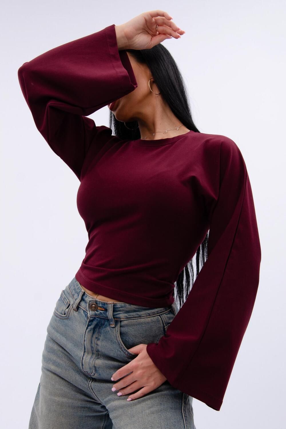 Аида лонгслив женский - бордо