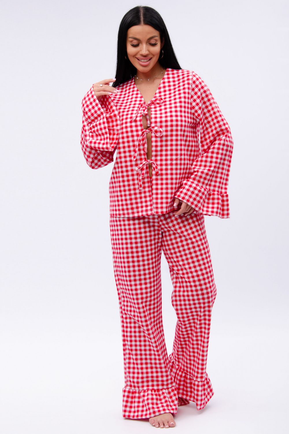 Вирджиния пижама женская - белый/красный