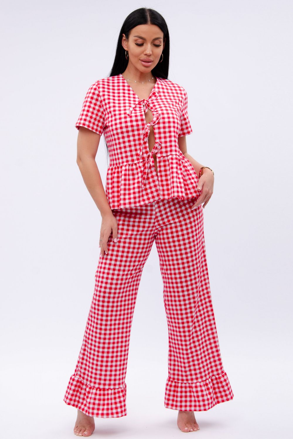 Лавли пижама женская - белый/красный