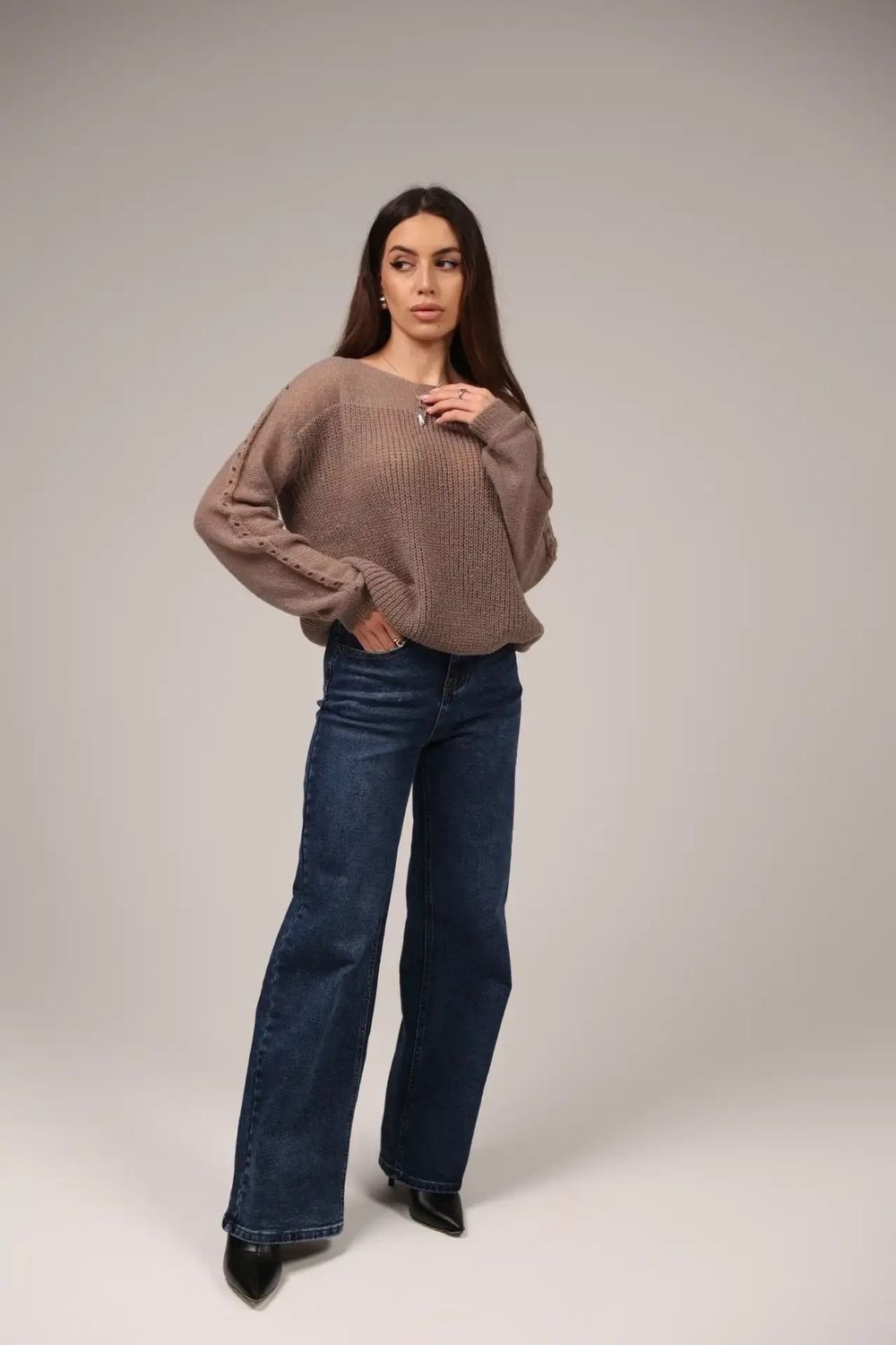 джемпер Вэнди Паутинка - коричневый