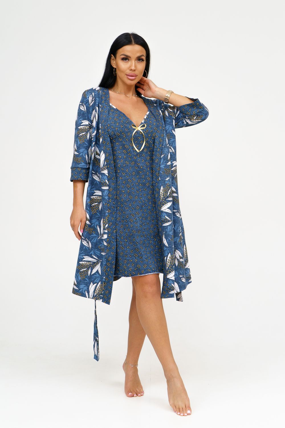 Пеньюар+сорочка Мимоза - джинс