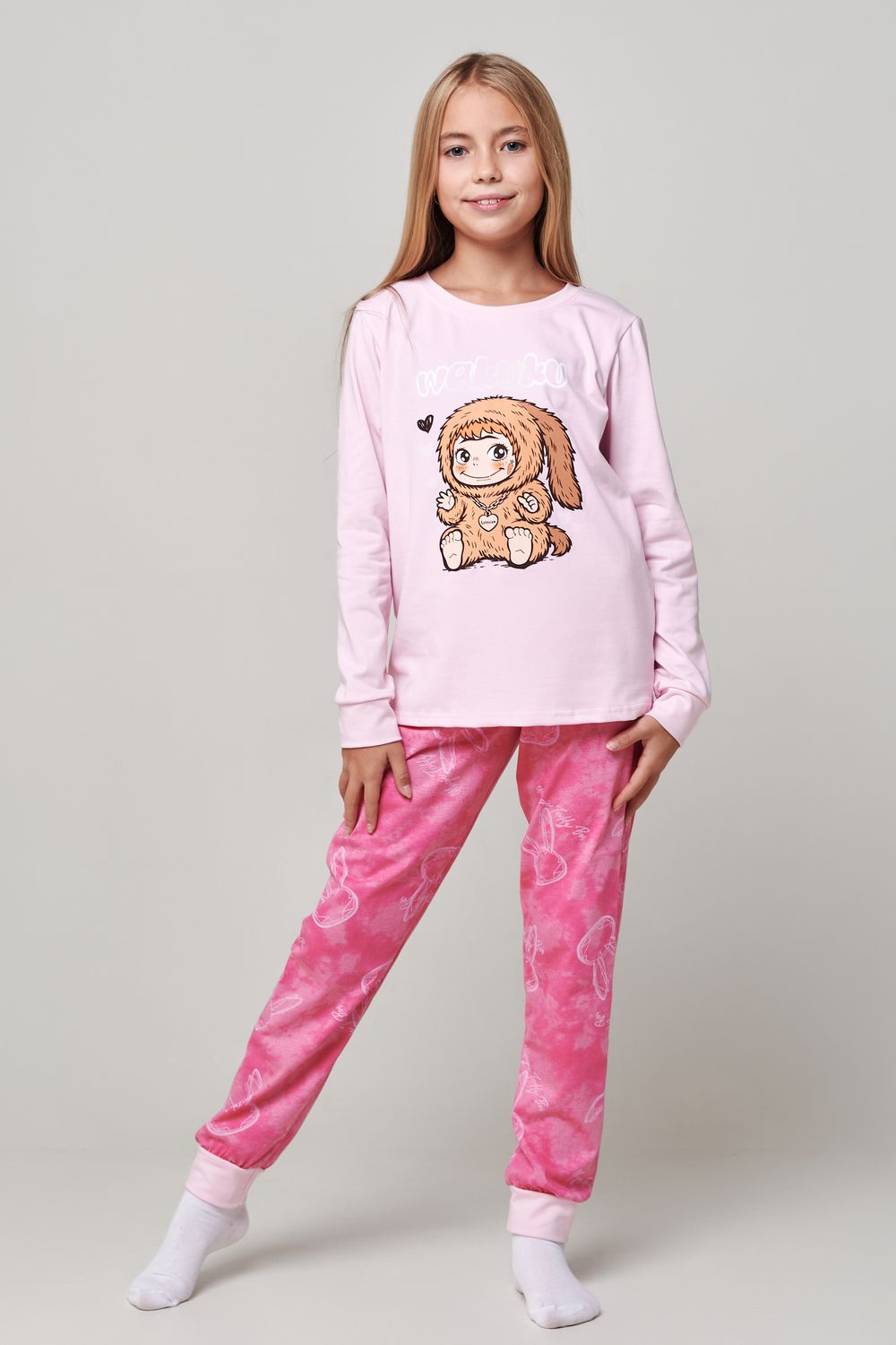Пижама Ушастик длинный рукав - розовый