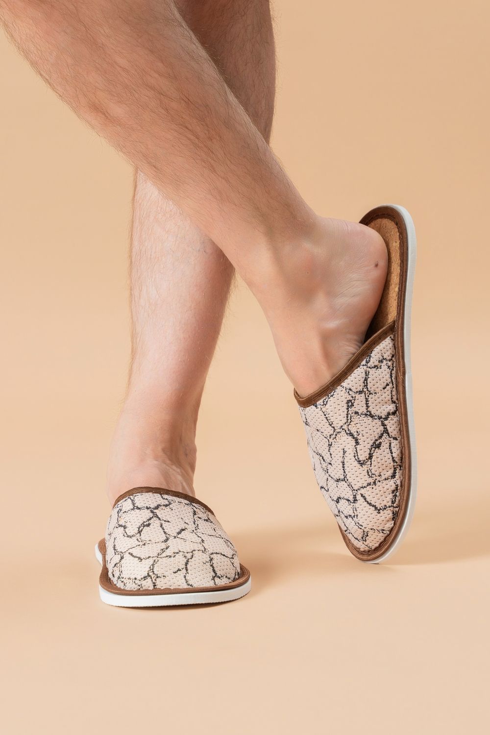 Тапки мужские с пробковой стелькой МТП(пр) - сахель/бежевый