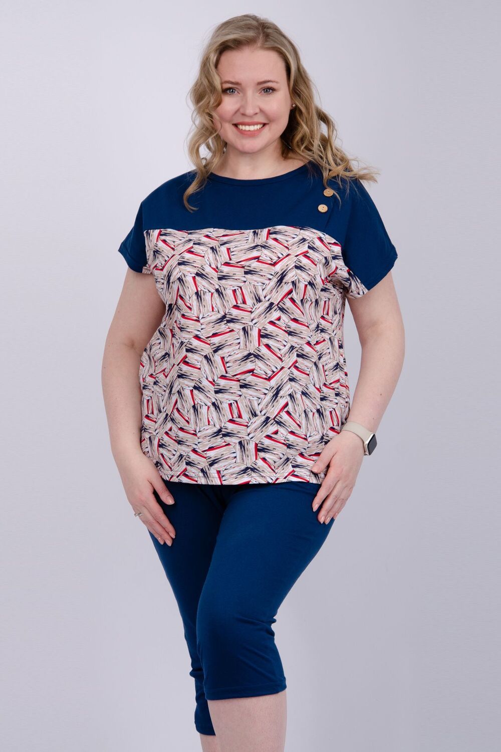 Тропикана 6 костюм женский - синий/бежевый