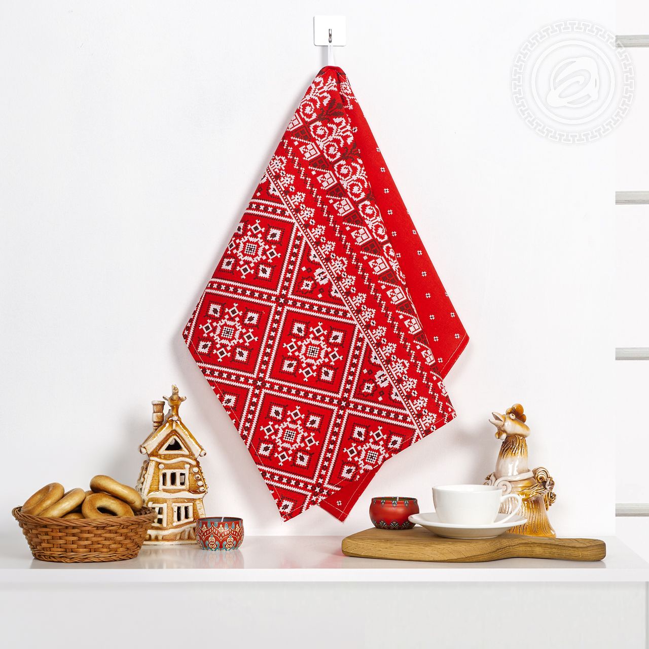 Полотенце кухонное из рогожки Народные узоры пкр.50.70