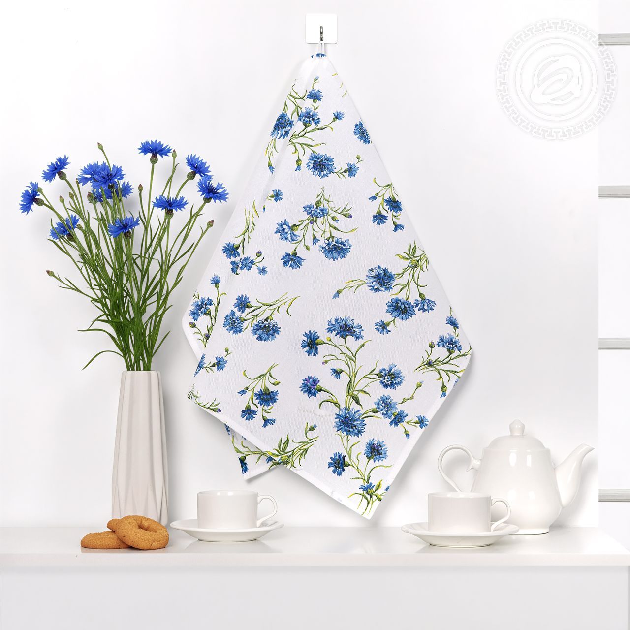 Полотенце кухонное из рогожки Васильки пкр.50.70