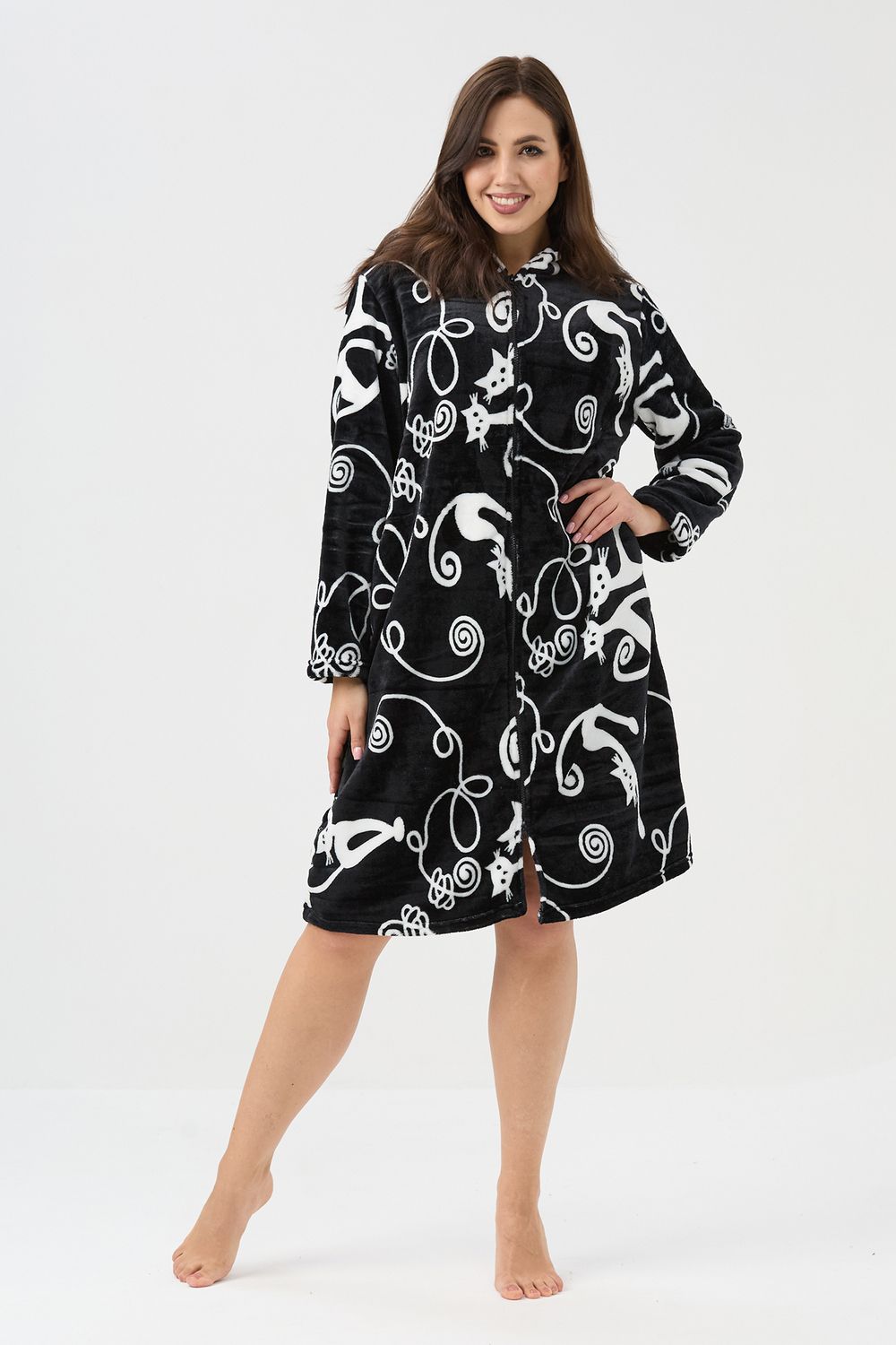 Халат велсофт 85404 - черный