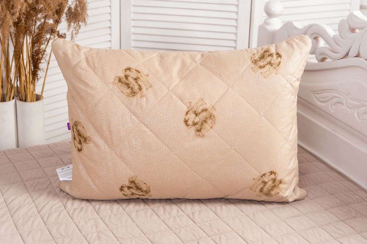 Подушка "Верблюд" тик на молнии лебпух+вербл,стег,лента,сумка(Н)