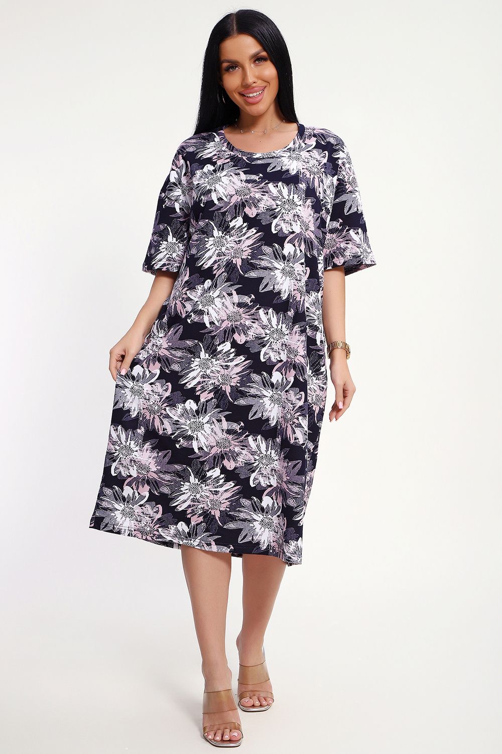 Платье 85552 - розовый+синий