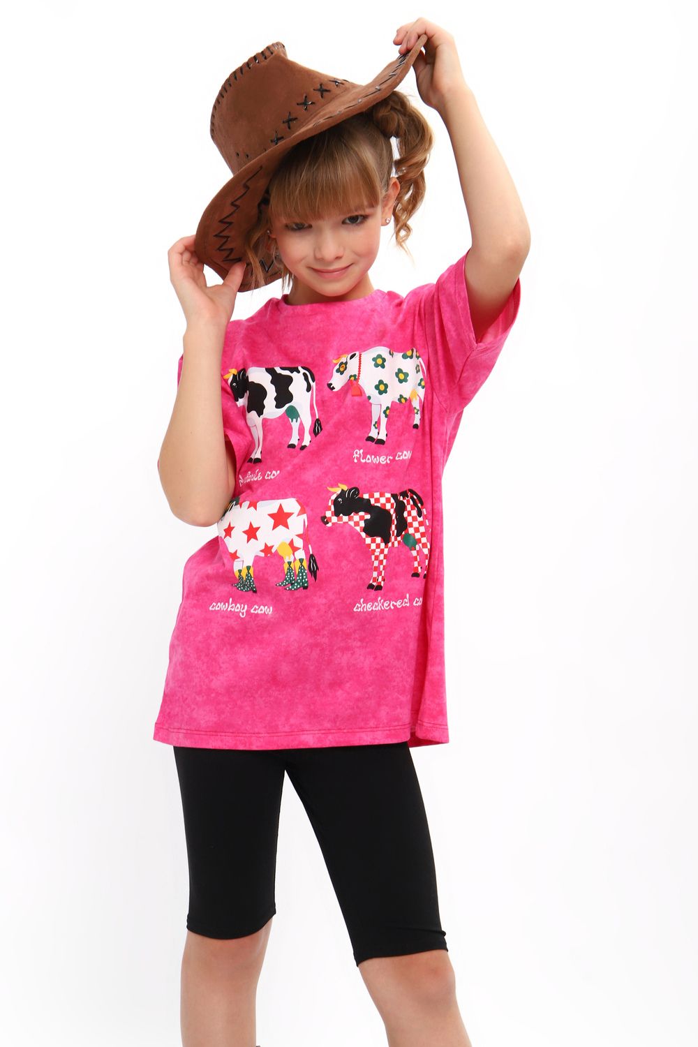 Пижама для девочки "Коровы" арт. КД-001-3 - фуксия