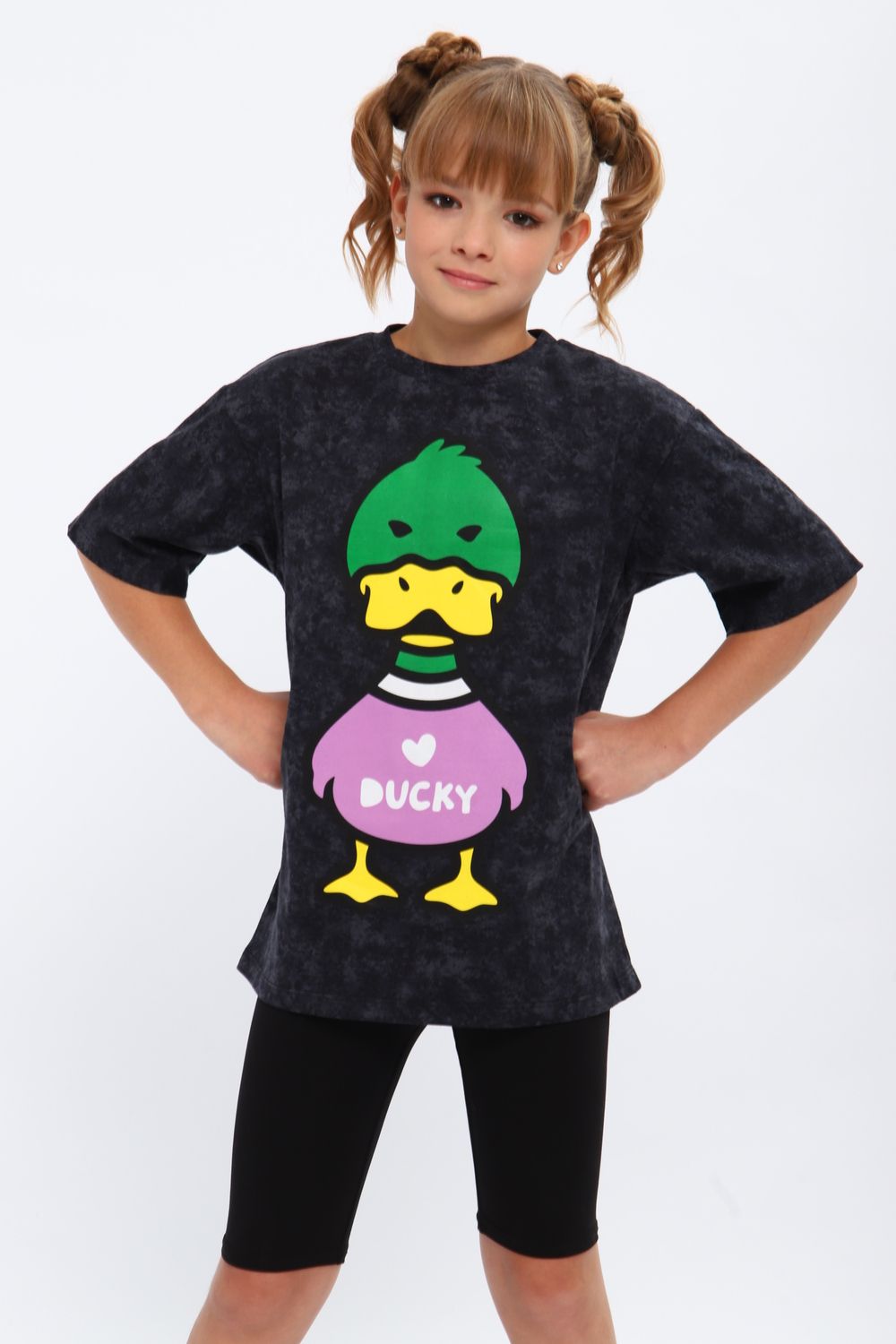 Пижама для девочки "Утка Луи" арт. КД-001-1 - графит