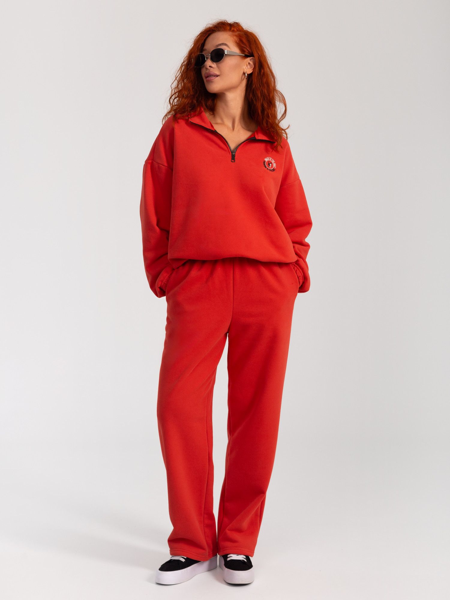 Костюм женский футер петля "ТЕОНА" КРАСНЫЙ с ДЕФЕКТОМ