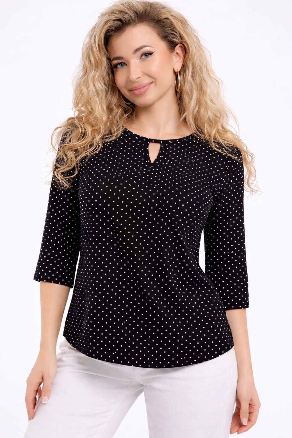 Туника женская 5724 - чёрный мелкий горох