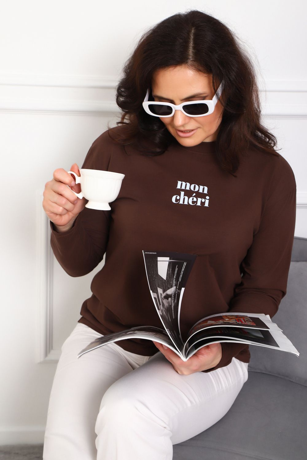 Лонгслив женский 88553 - коричневый