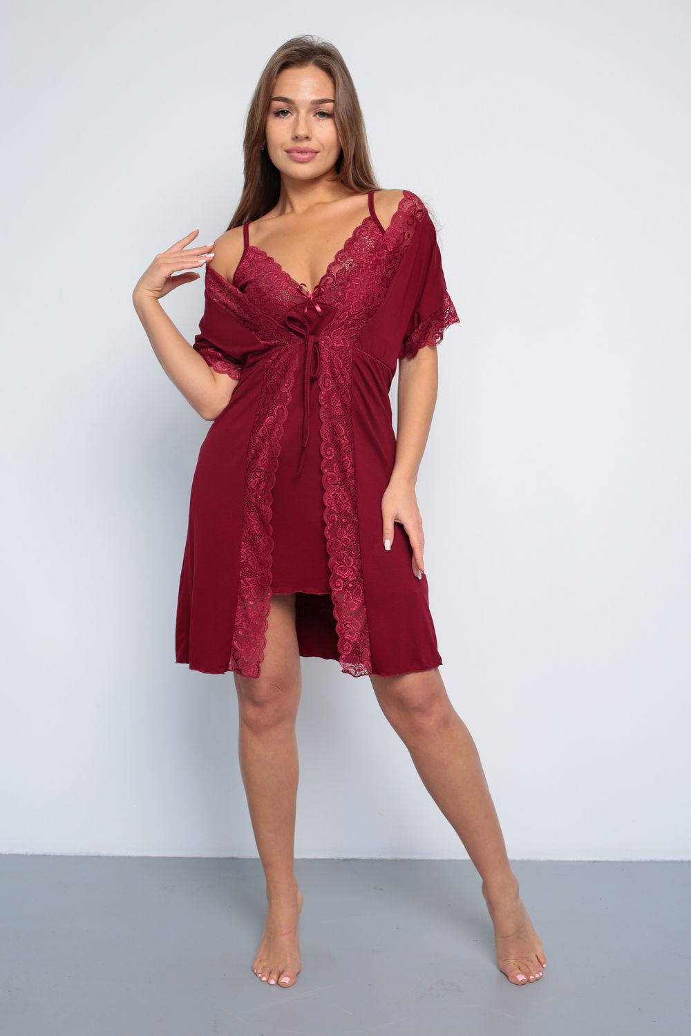 Пеньюар 13018 - бордовый