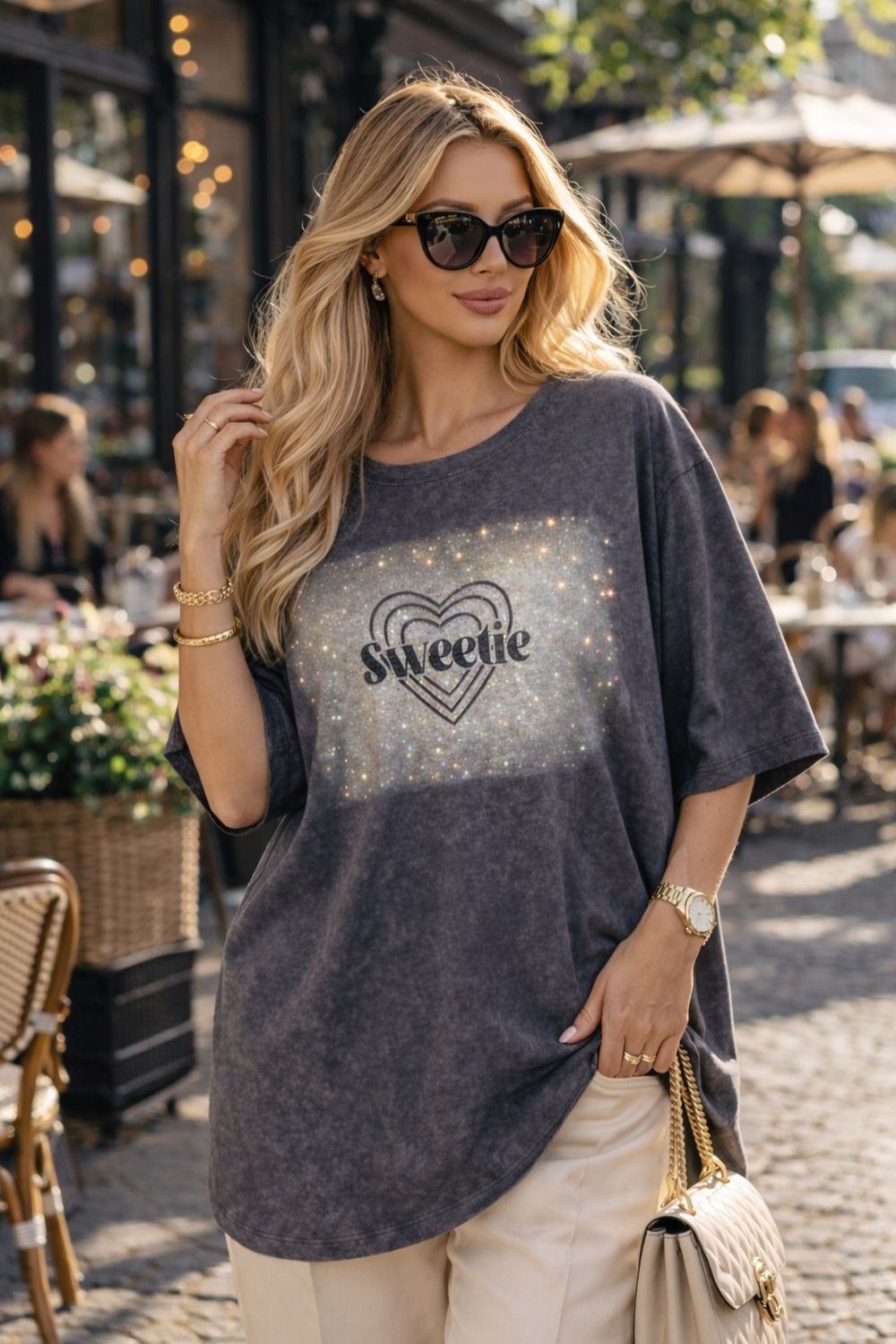 Нарядная футболка Sweetie Crystal Heart арт.6457 - синий