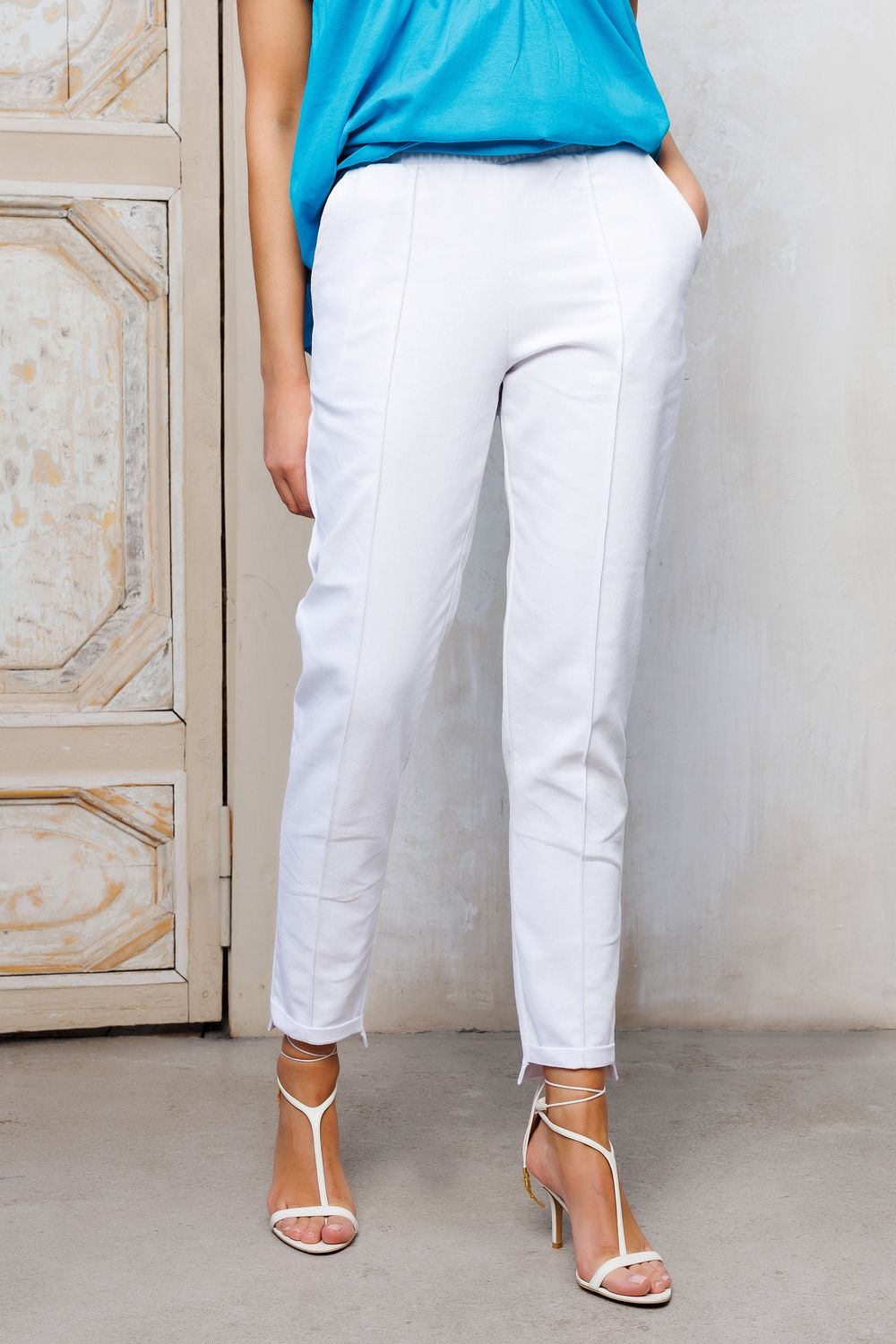 Брюки джинсовые с карманами 344 - белый