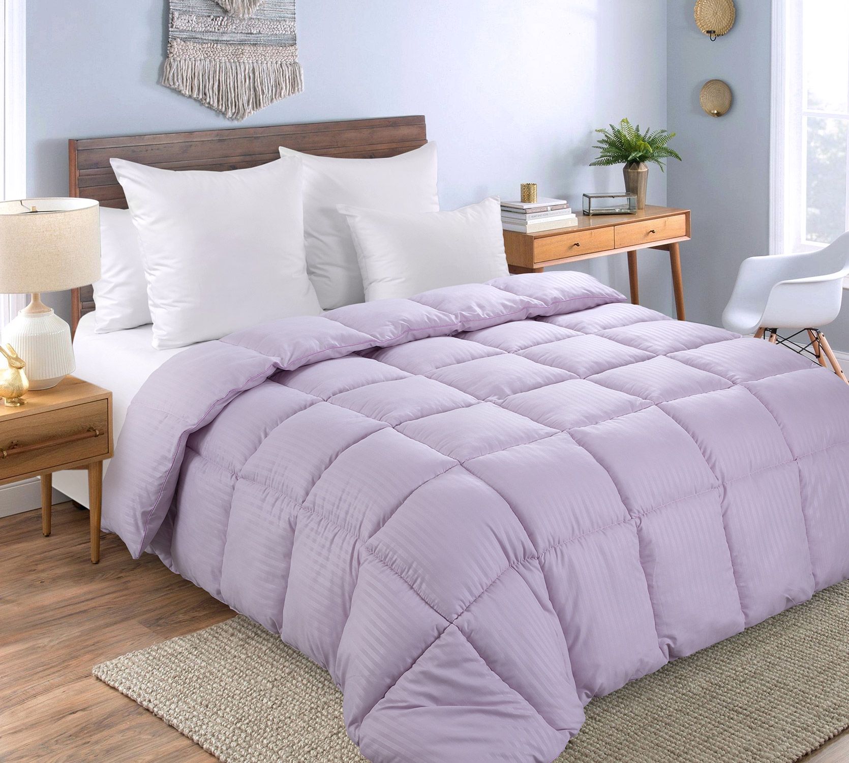 Сиреневый Одеяло Лебяжий пух 400 г, микрофибра