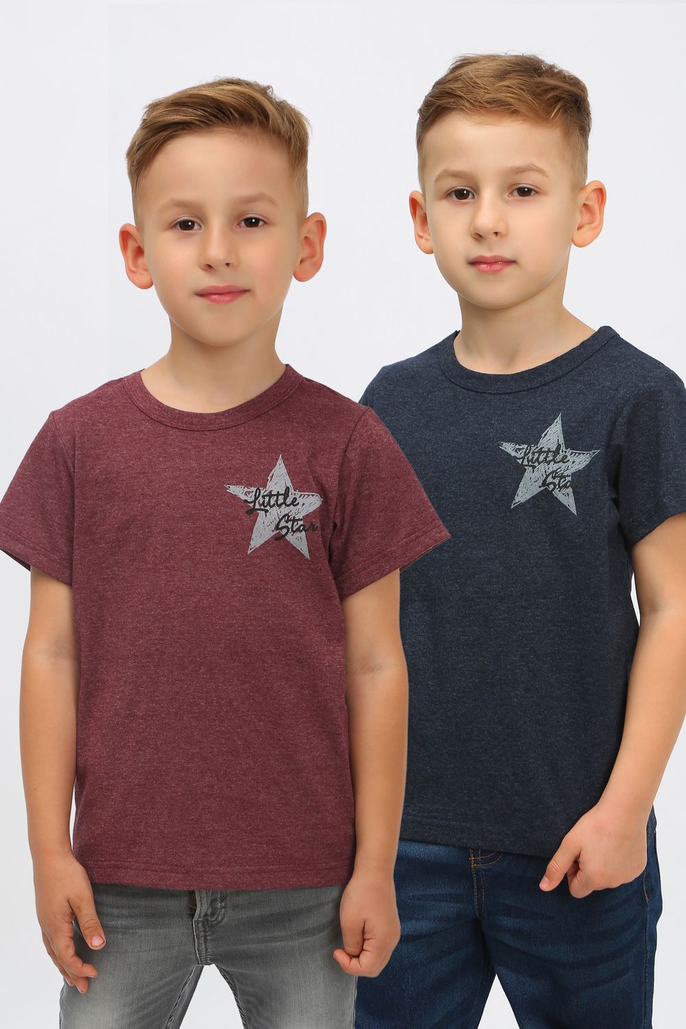 Набор футболок "Маленькая звезда" 2 шт ФУ-2 - бордовый+темно-синий