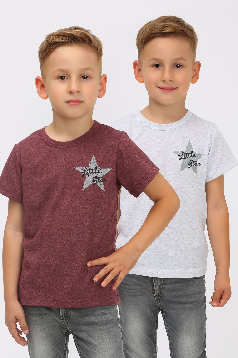 Набор футболок "Маленькая звезда" 2 шт ФУ-2 - бордо,серый