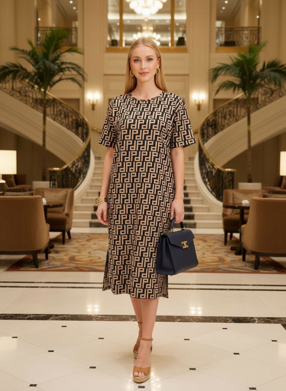 Платье женское арт. 830 - синяя абстракция