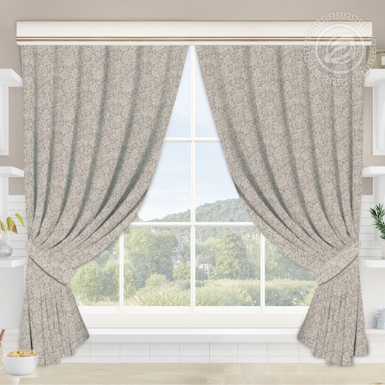 Шторы для кухни с подхватом Джейн Ш.145.180