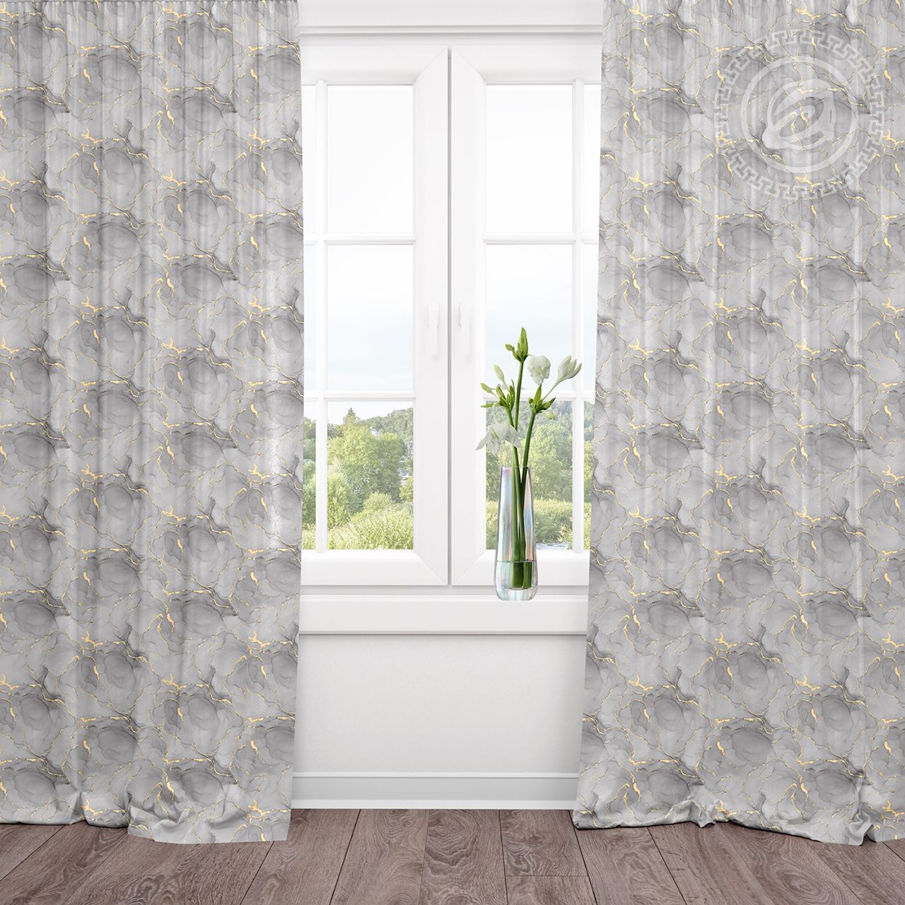 Шторы для гостиной с подхватом Кракелюр Ш.145.260