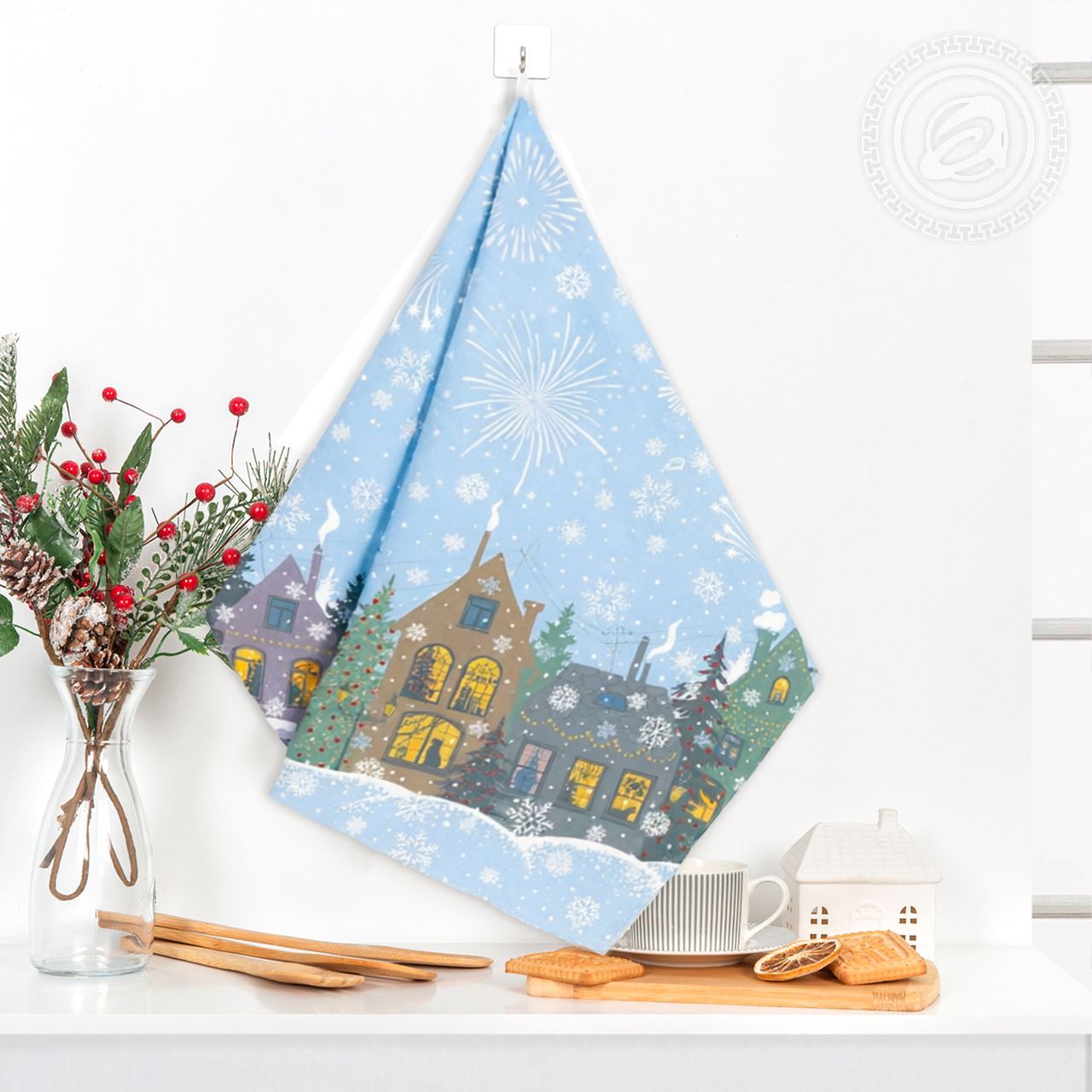 Полотенце кухонное из рогожки Куранты пкр.50.70