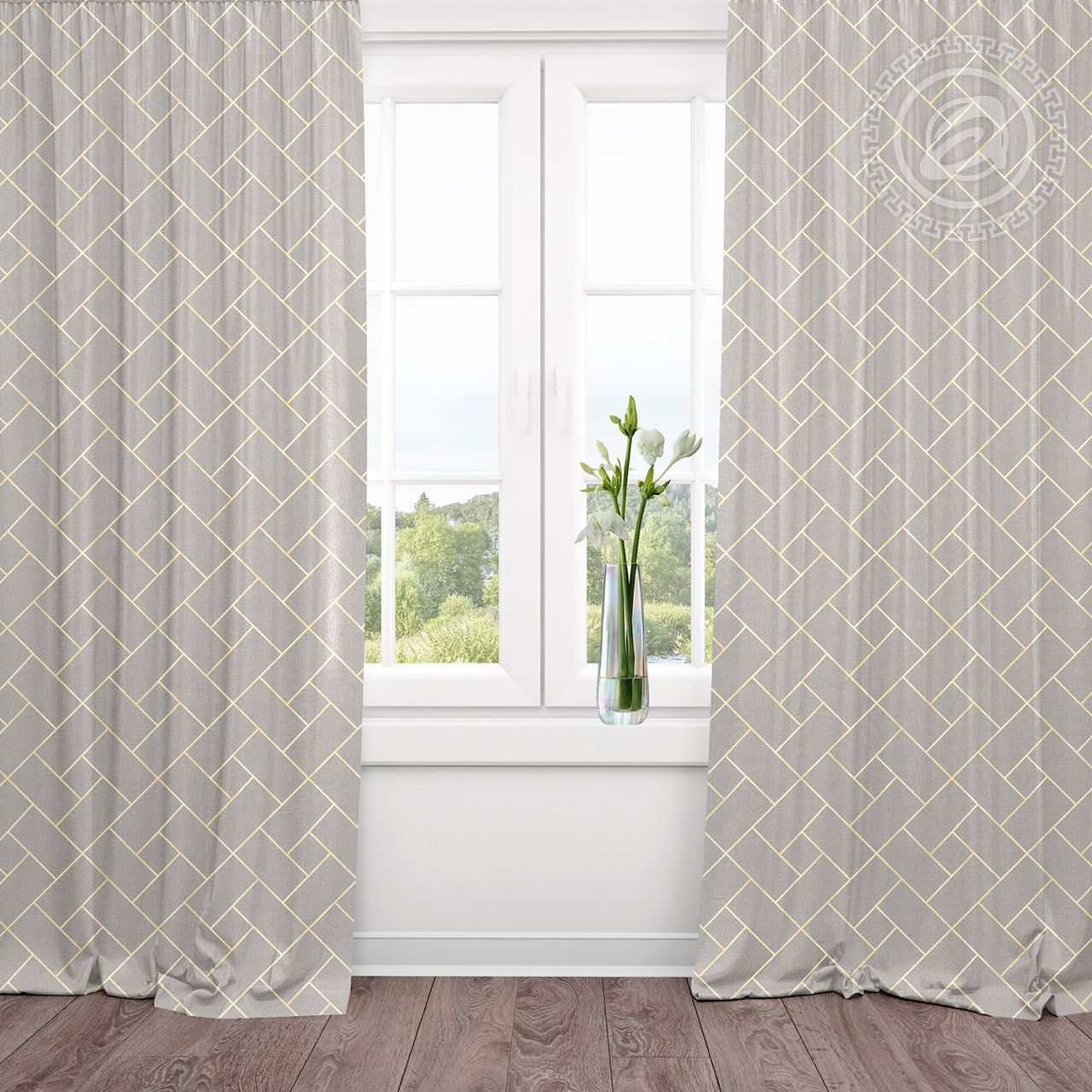 Шторы для гостиной с подхватом Плаза Ш.145.260