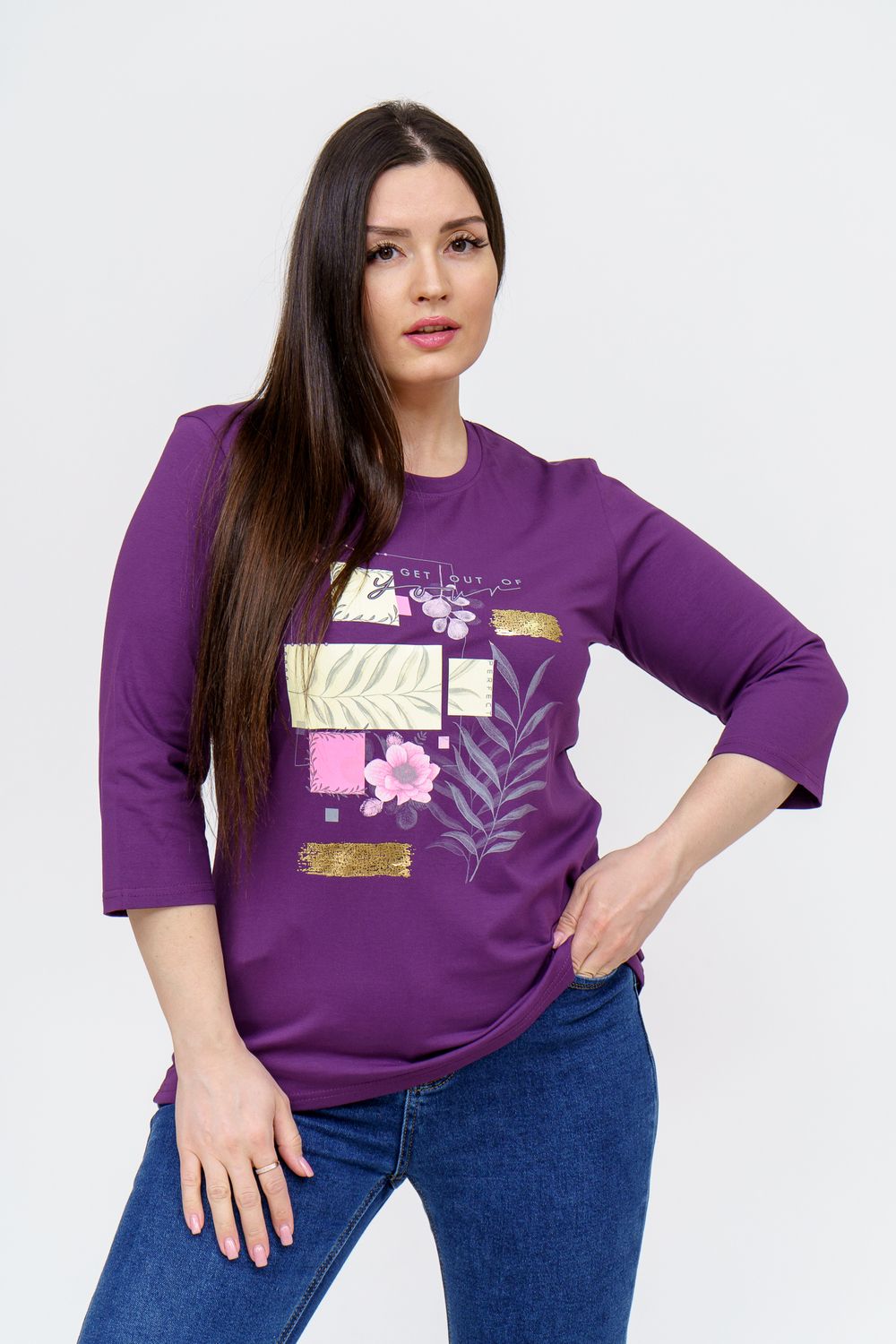 Лонгслив Элис рукав 3/4 - слива