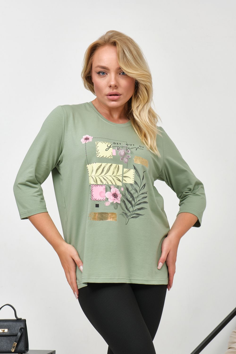 Лонгслив Элис рукав 3/4 - фисташка