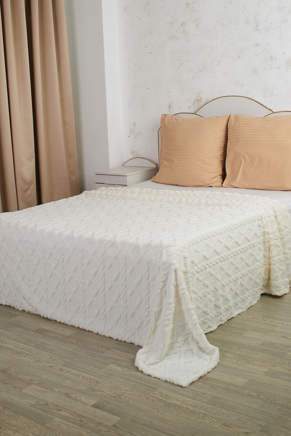 Плед Косичка велсофт - молочный