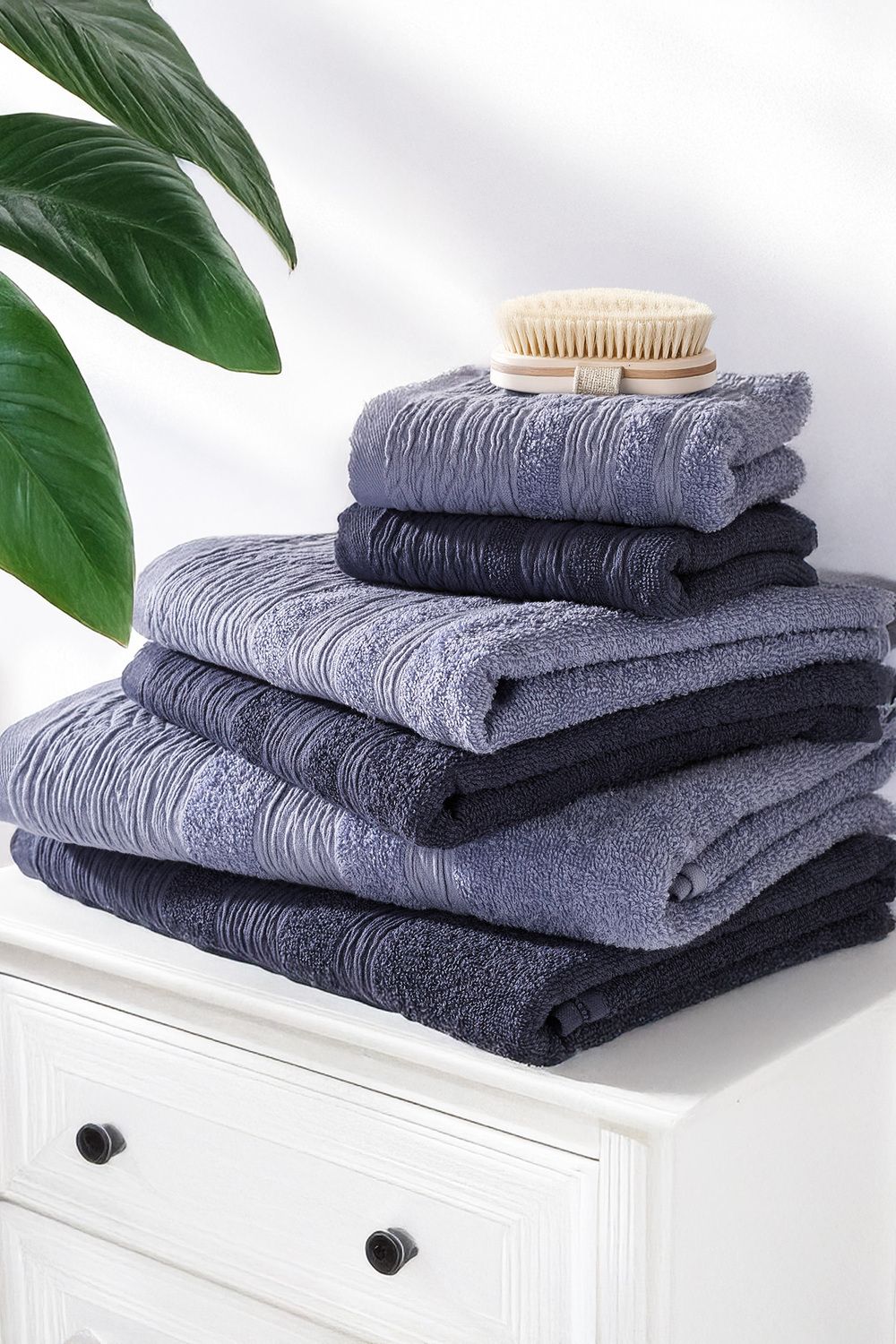 Набор махровых полотенец Жатка 6 шт. - серо-голубой