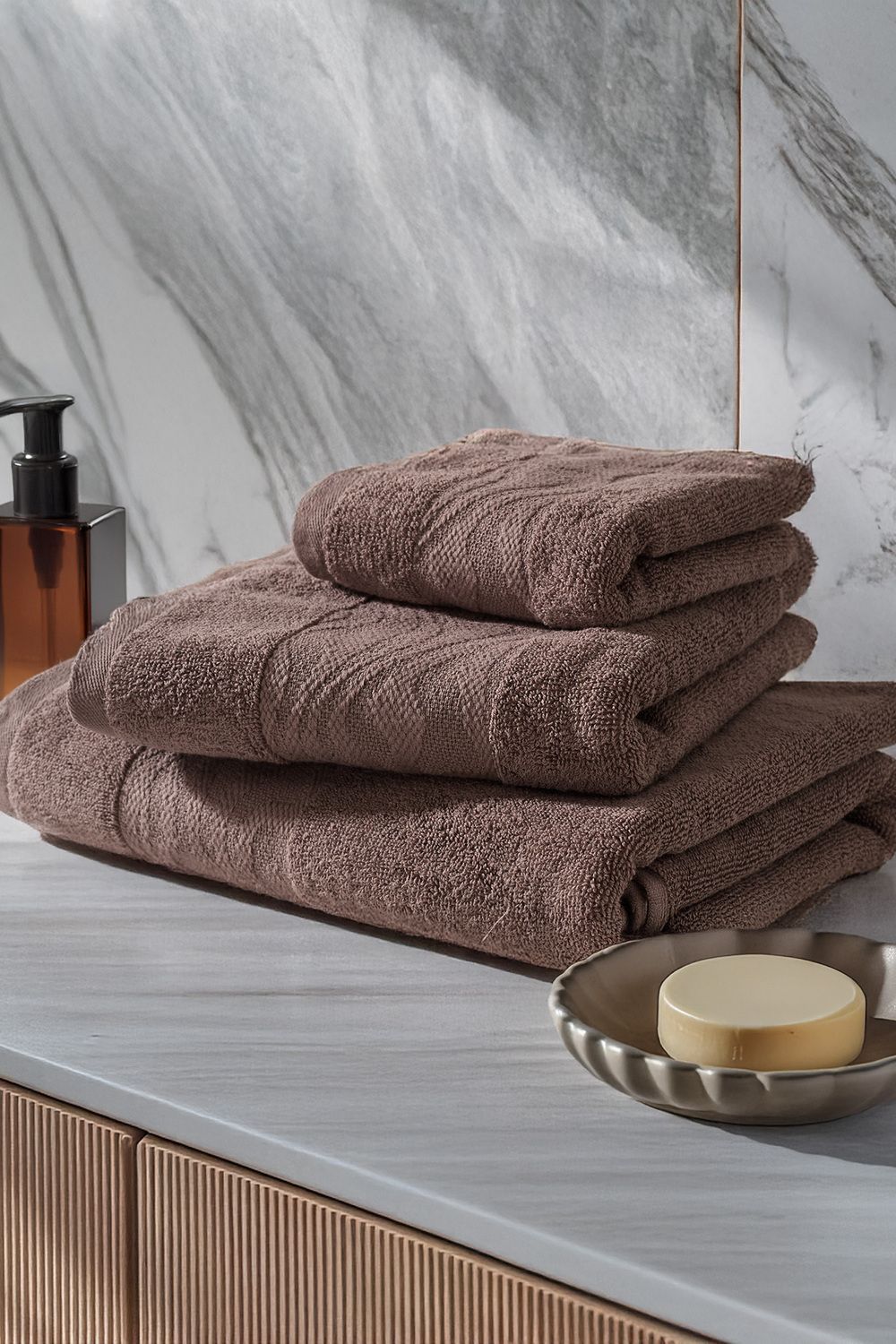 Набор махровых полотенец Веларио 3 шт. - кофейный