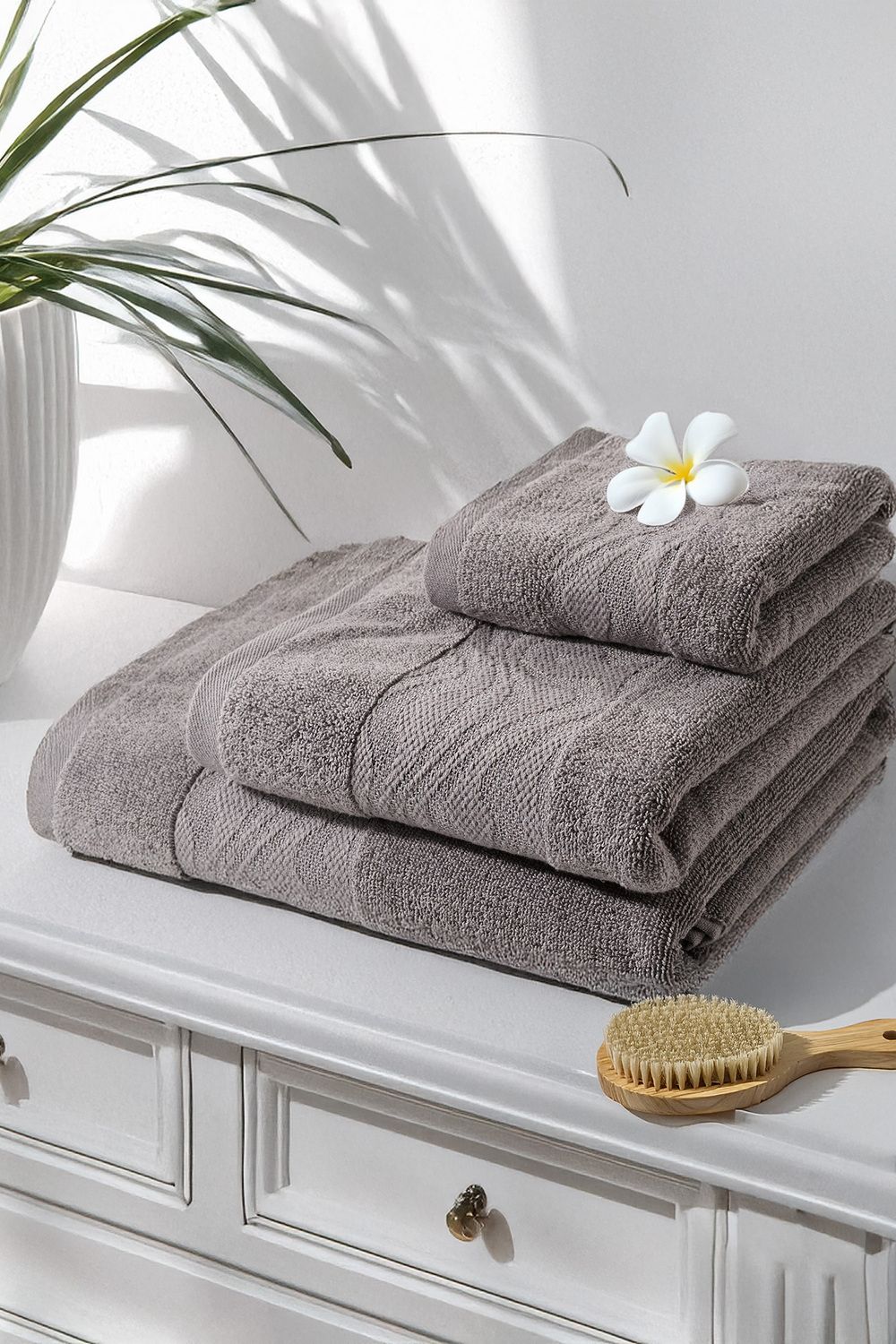 Набор махровых полотенец Веларио 3 шт. - серо-фиолетовый