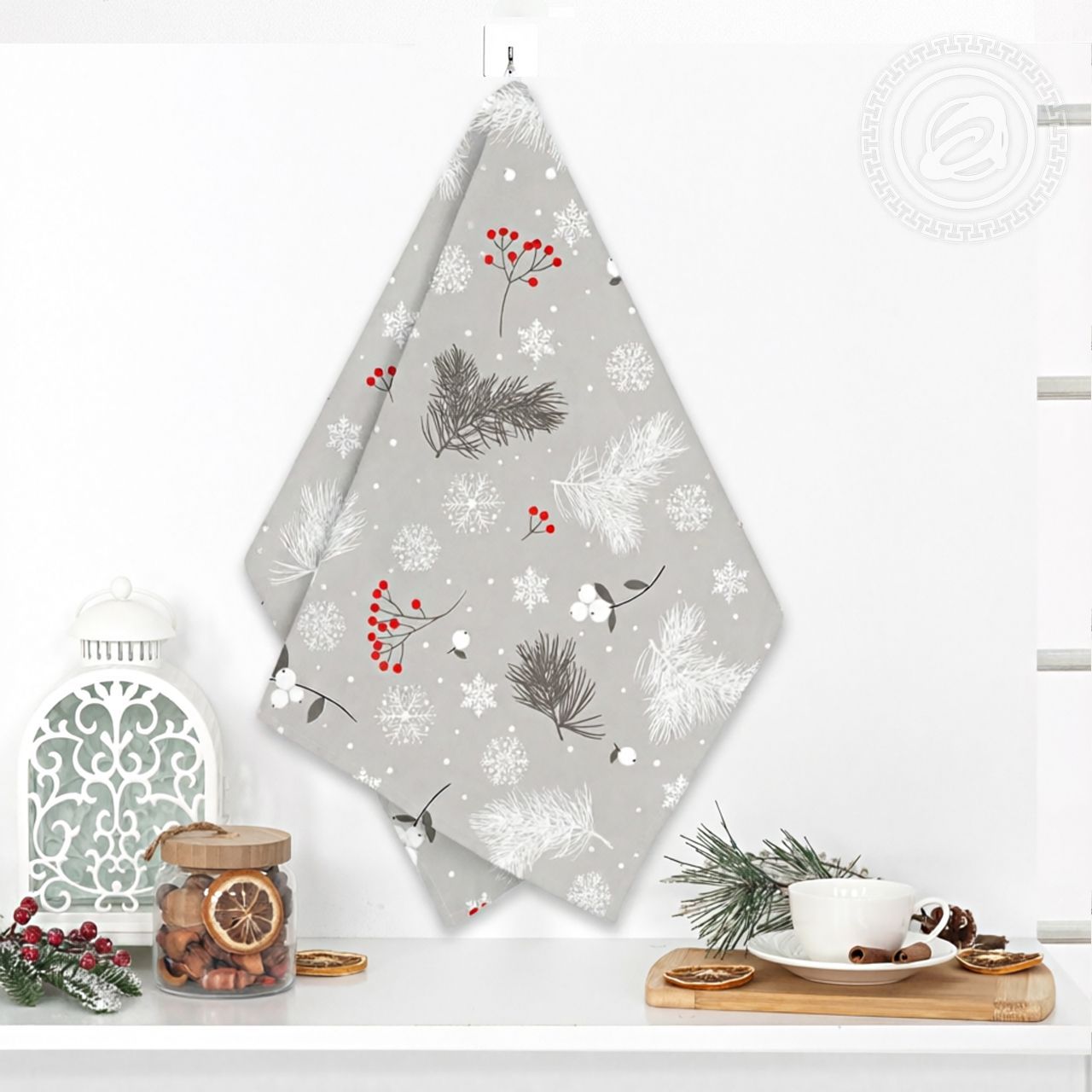 Полотенце кухонное из рогожки Зимний сон пкр.50.70