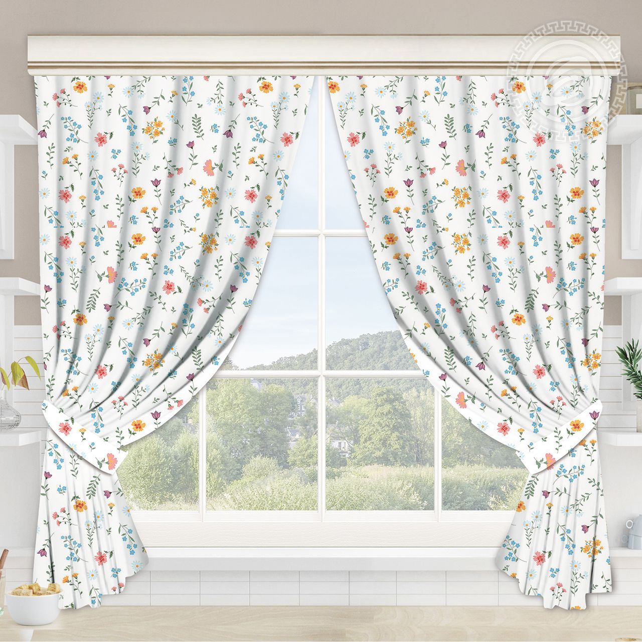 Шторы для кухни с подхватом Лютик Ш.145.180