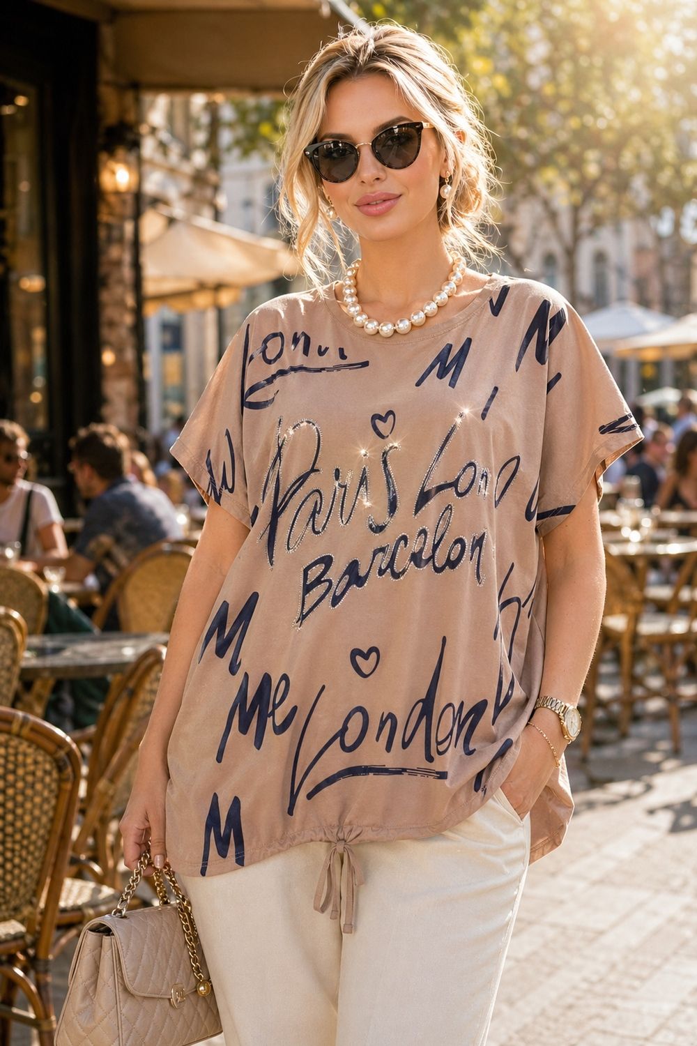 Нарядная футболка "City Glam" арт.260 - бежевый